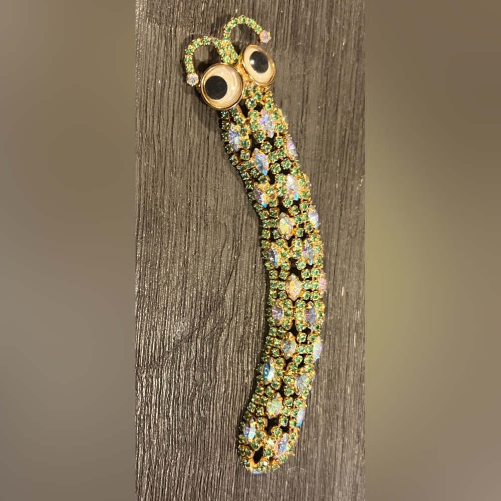 Limited Edition 6 of 500 KIRK’S FOLLY whimsical Caterpillar pin brooch AB stone